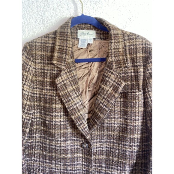 Vintage Eddie Bauer Women Wool Blazer Jacket Plaid M Preppy Country Equestrian - Picture 5 of 14